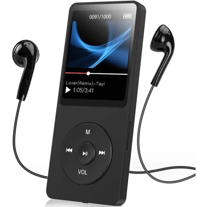 Reproductor MP3 Bluetooth 5.0 Sport 64GB con pantalla TFT a color de 1,5 pulgadas, mini reproductor de música con clip, admite tarjeta SD de hasta 128GB, con botón de volumen independiente, radio FM, podómetro - 1