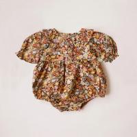 Babero De Verano Para Bebé Niña Con Estampado Floral Camiseta Corta Algodón Romper Unipiece Para Recién Nacidos Estilo Cute - details 2