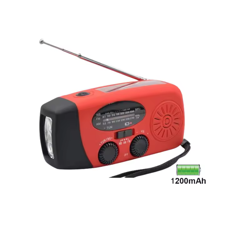 Actualización Solar portátil de emergencia de Radio Meteorológica de mano manivela AM / FM NOAA radios de supervivencia with interior LED 2000mAh Banco de Energía para el teléfono inteligente para el hogar al Aire Libre camping Viajes earthismo - 1