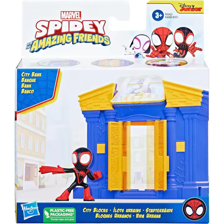 Marvel Spidey y sus increíbles amigos City Blocks Miles Morales: Spider-Man City Bank, Hasbro F8362 - 1