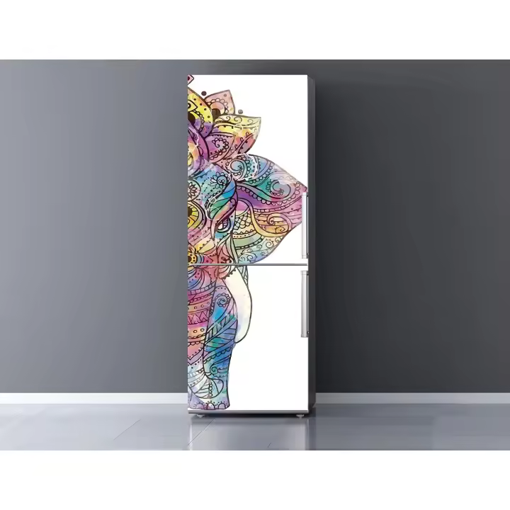 Oedim Vinilo para Frigorífico Elefante Mandala 200 x 70 cm | Adhesivo Resistente y de Fácil Aplicación | Pegatina Adhesiva Decorativa de Diseño Elegante - 1