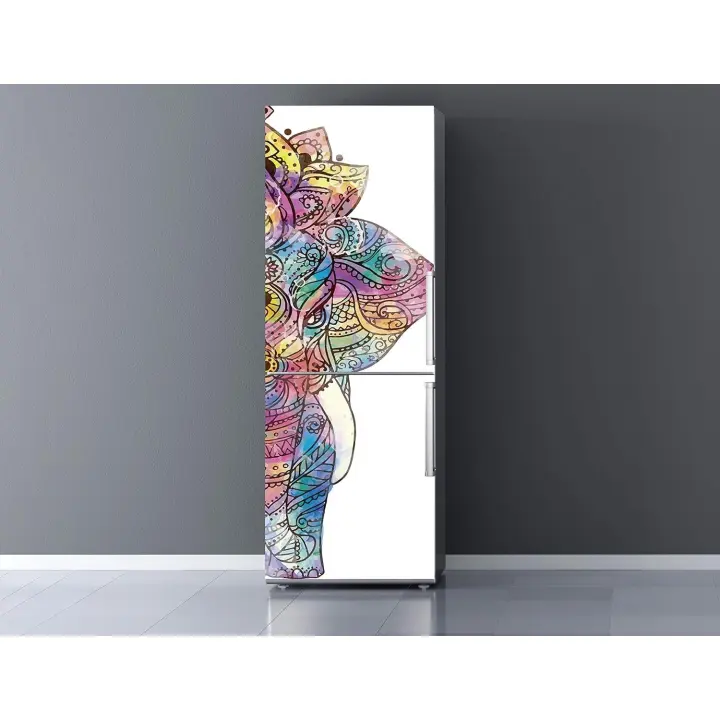 Oedim Vinilo para Frigorífico Elefante Mandala 200 x 70 cm | Adhesivo Resistente y de Fácil Aplicación | Pegatina Adhesiva Decorativa de Diseño Elegante - 1