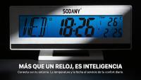 SODANY Reloj Despertador Digital LCD con Sensor de Sonido, Luz de Fondo Automática, Alarma, Calendario y Temperatura - details 0