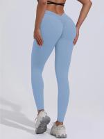 Pantalones De Yoga V-Forma Alta Rebound Levantamiento De Caderas Pleated Sudaderas Entrenamiento Correr Fitness Leggings De Yoga Para Mujer Cintura Elástica Material Poliéster Sin Bolsillos Transpirables Y Cómodos - details 13