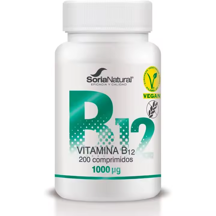 Vitamina B12 1000μg Soria Natural | 200 Comprimidos | Alta Concentración y Liberación Sostenida - 1