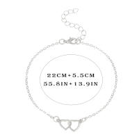 Ankleta De Corazón Doble Hueco Cadena Delgada Simplicidad Elegante Pulsera De Tobillo Para Playa Joyería De Pie Para Mujeres - details 1