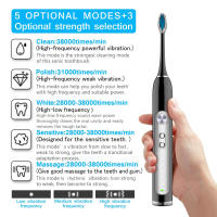 Cepillo De Dientes Eléctrico Sonic Recargable USB Impermeable Portátil Para Viajes Con 8 Cabezas De Repuesto Para Adultos Modos De Limpieza Profunda Placa Eliminación Blanqueamiento Masaje Tiempo De Cepillado - details 3