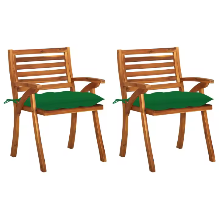 vidaXL Sillas de comedor jardín con cojines 2 uds madera maciza de acacia - 1