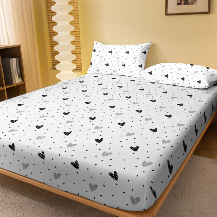 Edredón De Cama Con Patrón De Corazones Blancos 1 Pieza Funda Para Colchón Imprimida En Poliéster 100% Para Dormitorio - 1
