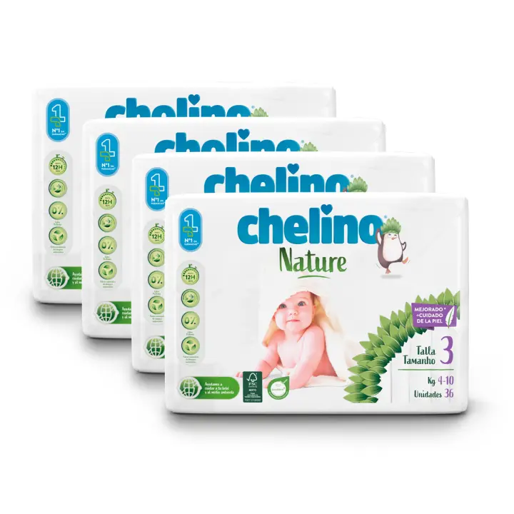 Pack ahorro Pañales T3 4-10 kg Chelino Nature 144 uds - 1