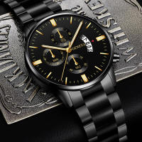 Reloj Deportivo Para Hombre De Lujo Fashion En Acero Inoxidable Con Correa De Cuero Reloj De Cuarzo Para Negocios Y Casual - details 1