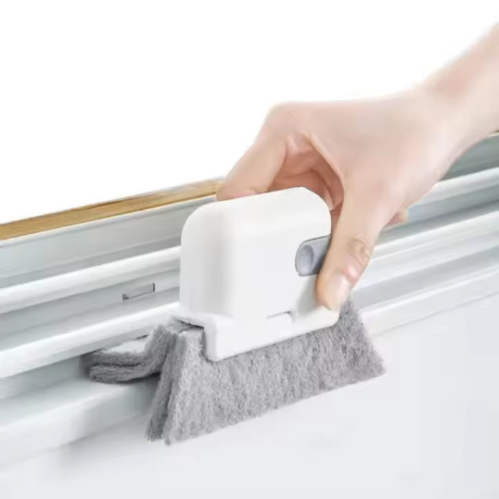 Cepillo De Limpieza Para Ventanas Y Puertas 2-en-1 Desmontable Abrazadera De Ventana Cepillo Para Rincones Muertos Y Sillares De Vidrio Material Plástico - 1