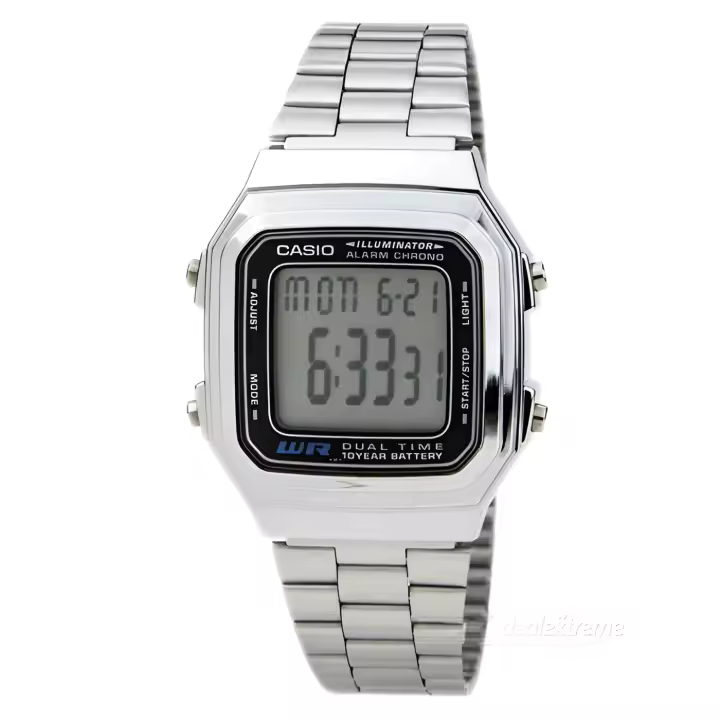 Reloj casio collection a178wa-1a estilo retro - cronografo multifuncional - acero inoxidable - 1