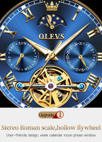 Reloj De Pulsera Automático Para Hombre OLEVS 6617 Lujo Esqueleto Hueco Flywheel Calendario Resistente Al Agua Fase Lunar Acero Inoxidable Romano - details 11