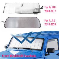 Sunshade Para Parabrisas De Jeep Wrangler JK JL TJ JKU JL JLU & Gladiator JT 2007-2024 Escudo De Calor Visera Solar De Material Plateado Delgada No Eléctrica - details 0