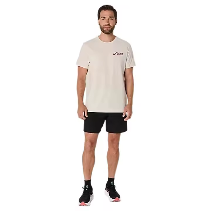 Camiseta de Manga Corta Asics Chest Logo para hombre en color beige - 1