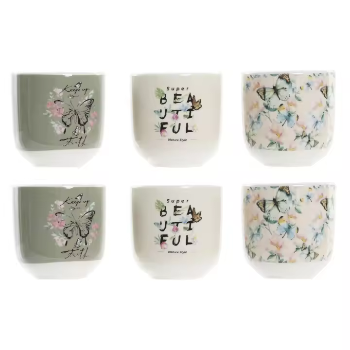 Cafe Set 6 Porcelana 20,5X14X6,5 120Ml Mariposa El mejor complemento para tu hogar  -Fijalo- - 1