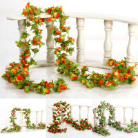 Guirnalda De Flores Artificiales De Rosa Y Hiedra Verde MissDeer 230cm Para Decoración De Casamiento Hogar Jardín Y Navidad Adorno De Pared - details 0