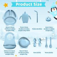 Set de Vajilla para Bebé de 10 Piezas en Silicona Apta para Alimentos, Incluye Cuchara, Tenedor, Cuenco, Vaso, Vaso de Aprendizaje de Beber y Plato, Ideal para Alimentación y Regalos - details 1