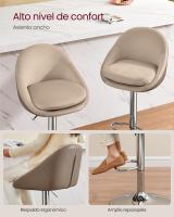 Taburete de Bar, Juego de 2, Regulable en Altura, Giratorio 360°, Silla de Cocina con Respaldo, Base de Acero, Reposapiés, para Mostrador y Comedor - details 16