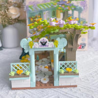 Bloques De Construcción Kumamoto Oso Ciudad Vista Serie Sakura Flores Casa Barrio De Café DIY Juguetes De Bloques De País Para Niños Y Niñas - details 2