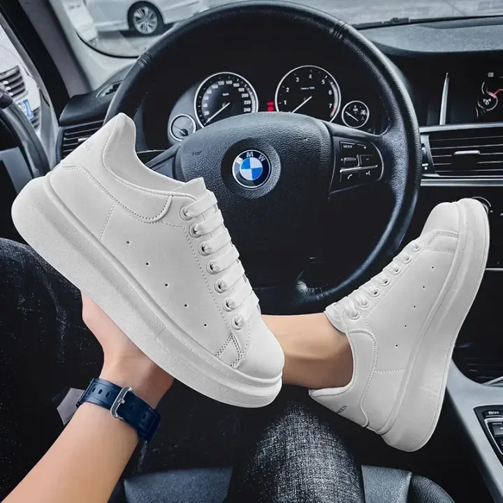 Zapatos De Cuero Blanco Para Hombre Zapatillas Deportivas Transpirables Plataforma Casual Para Caminar Y Correr Zapatos De Tenis Para Mujer - 1