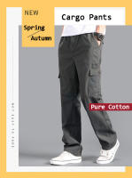 Nuevos Pantalones De Cargo Para Hombre Suelto Recto Oversize Ropa Sólida Gris Versátil Para Trabajo Negro Joggers Algodón Casual Trousers - details 0