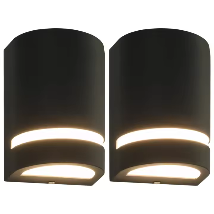 vidaXL Lámparas de pared de exterior 2 uds 35 W negro semicircular - 1