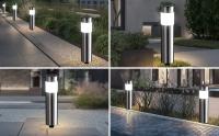 Lámpara Solar De Acero Inoxidable Para Jardín Y Paseo Exterior Cilíndrica Larga Instalación Plug-in Iluminación De Paisaje - details 3