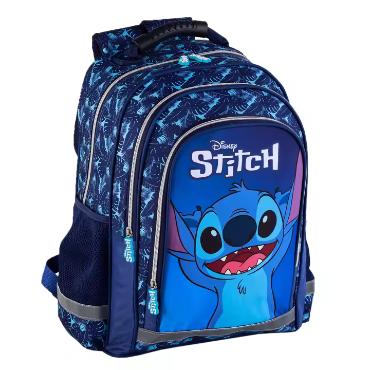 DAM Stitch mochila primaria doble compartimento, de gran capacidad y adaptable a carro. 28x16x41 Cm. Color: Azul - 1
