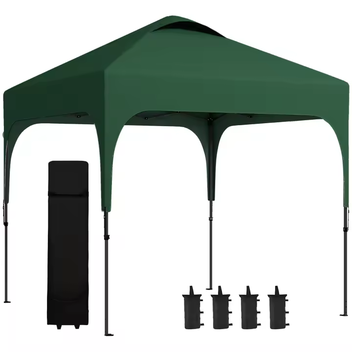 Outsunny Cenador Plegable 2,5x2,5x2,68 m Carpa de Jardín Protección UV 50+ Ajustable en Altura con 4 Bolsas de Arena y Bolsa de Transporte para Camping Fiestas Patio - 1