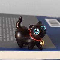 Gato De Madera Carved Sandalwood Decoración Artesanal Para Escritorio Figura De Arte De Gato Madera Ornaments De Animal Estilo Pastoral - details 7
