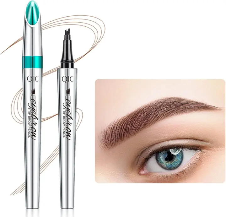 Lápiz de cejas - Lápiz de tatuaje resistente al agua con punta de tenedor. Tinte de cejas de larga duración para maquillaje rápido y natural. Cejas para principiantes (Marrón rojizo). - 1