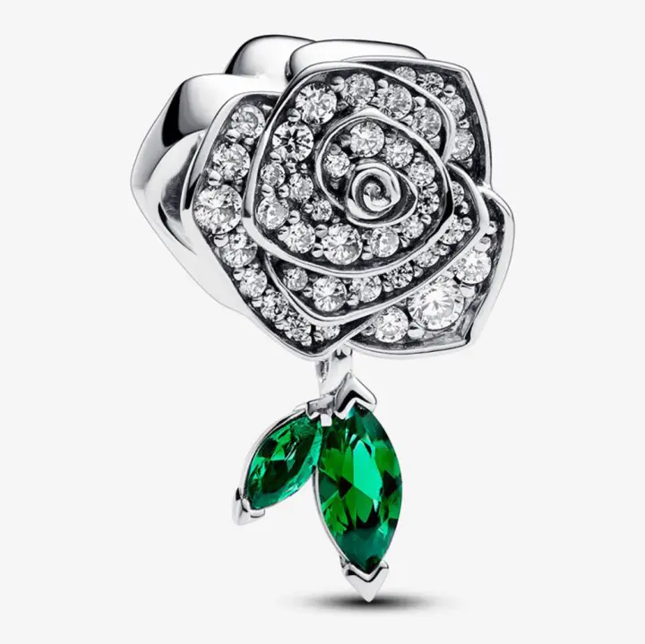 Pandora Charm de Colgante en Plata de Ley Rosa brillante en flor 793201C01，Incluye Caja Original - 1