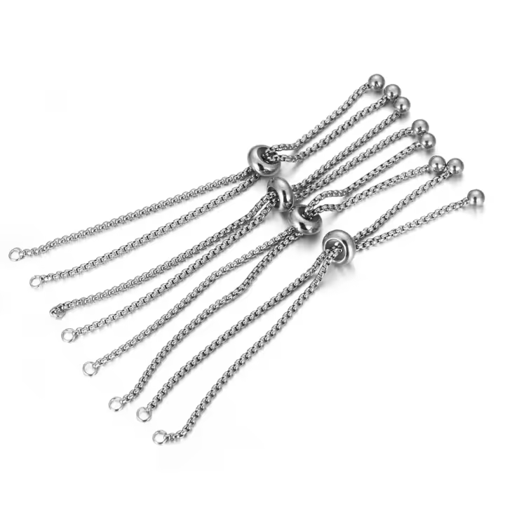 3pcs Cadena De Acero Inoxidable Con Deslizador Para Fabricación De Joyas DIY Herramienta De Metal Para Manualidades - 1