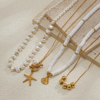 Ingemark 3Pcs/Set Collar De Perla Simulada Bohemio Con Estrella De Mar Y Escalopado Para Mujer Joyería De Cadena Elegante Regalo - details 8