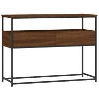 vidaXL Mesa consola madera de ingeniería 100x40x75 cm Negro, Roble ahumado, Gris sonoma Mesa de sofá Mesa de Entrada para Salón Consola de Entrada Mueble Recibidor Mesita Mesa auxiliar Salon - details 0
