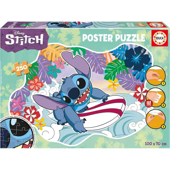 Educa - Puzzle Stitch  de 250 Piezas con Forma Exterior Especial y de Grandes Dimensiones: 100 x 70 cm. con Pegamento Especial Fix Puzzle Educa 19963) - 1