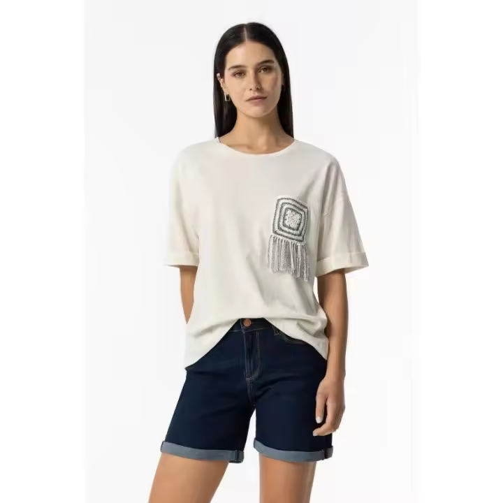 Tiffosi Camiseta Carmen Crochet 75% CO 25% LINEN - 1