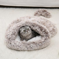 Casa De Gato De Peluche Caliente Para Invierno Matriz Pequeños Animales Perro Casa De Descanso Para Gatos Y Perros Almohadilla De Dormir Kennel De Mascotas Habitats Y Casas Para Mascotas - details 3