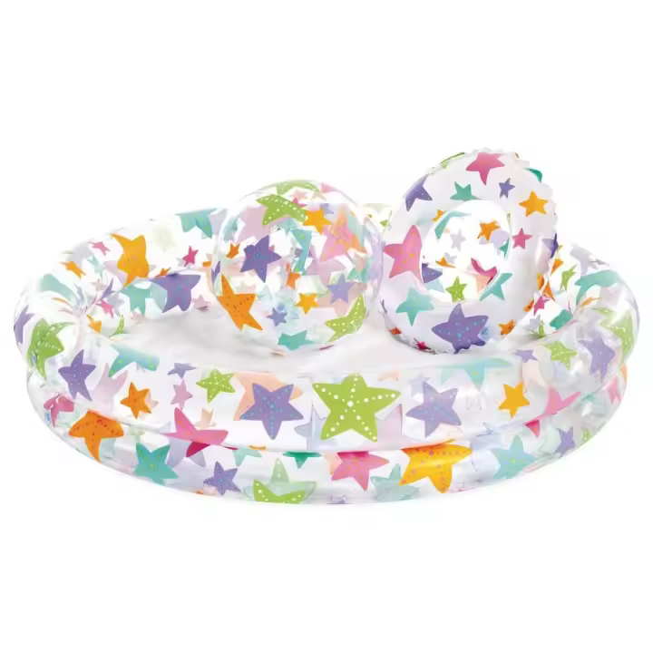 INTEX SET 3 EN 1 PISCINA HINCHABLE 122 X 25CM FLOTADOR Y PELOTA INTEX 27x35x4 Cms. - 1
