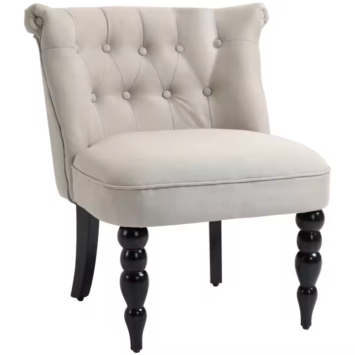HOMCOM Sillón de relax Sillón de descanso vintage Sillón de relax Sillón tapizado Silla de comedor Funda de lino Marco de madera Beige+Negro 67 x 67 x 78 cm - 1