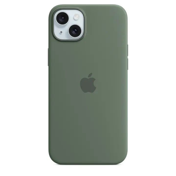 Funda original Apple silicona con MagSafe para Apple iPhone 15 Plus ciprés - 1