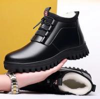 Botas De Hombre Invierno Cuero Con Forro De Peluche Cómodas Antideslizantes Casuales Para Exteriores Y Vacaciones - details 3