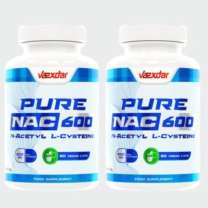 Vaexdar Supplements - Pure NAC 600 mg - N Acetil Cisteína - 120 Cápsulas Vegetales (2 Botes) - Potente Antioxidante - Aumenta los niveles de Glutatión -  Mejora la capacidad respiratoria - 1