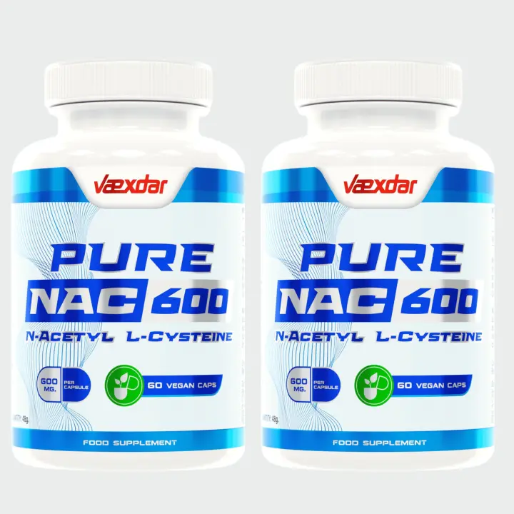 Vaexdar Supplements - Pure NAC 600 mg - N Acetil Cisteína - 120 Cápsulas Vegetales (2 Botes) - Potente Antioxidante - Aumenta los niveles de Glutatión -  Mejora la capacidad respiratoria - 1