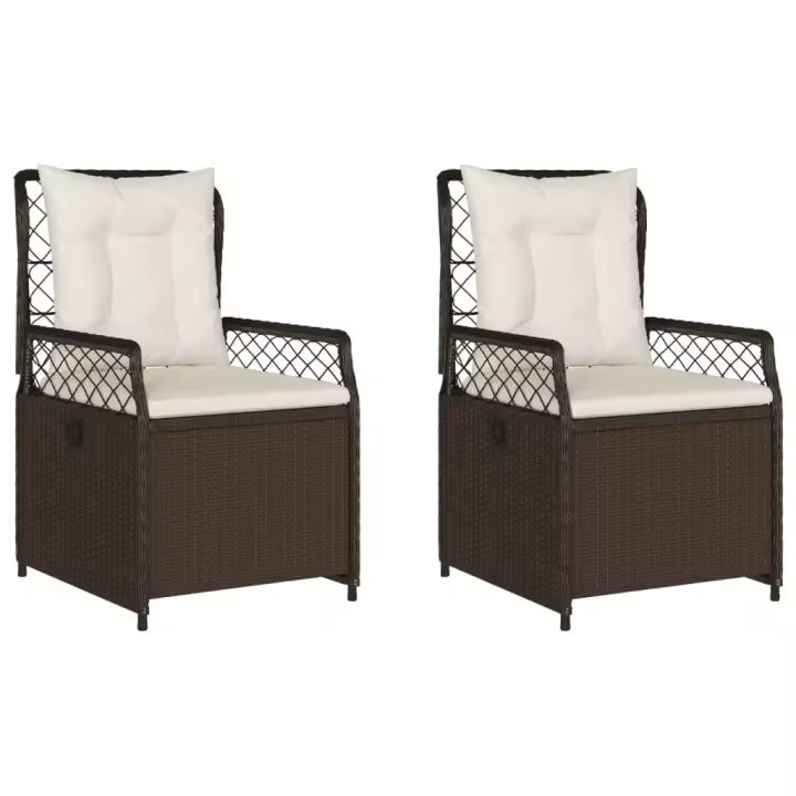 vidaXL Sillones reclinables de jardín 2 uds ratán sintético marrón - 1