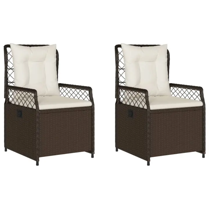 vidaXL Sillones reclinables de jardín 2 uds ratán sintético marrón - 1