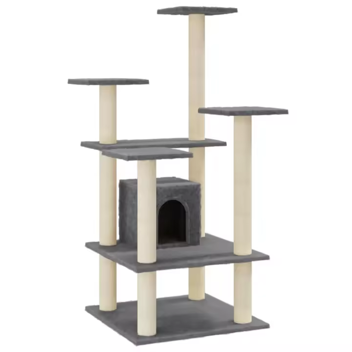 Rascador para Gatos with postes de isal gris obscurela 110 cm - 1