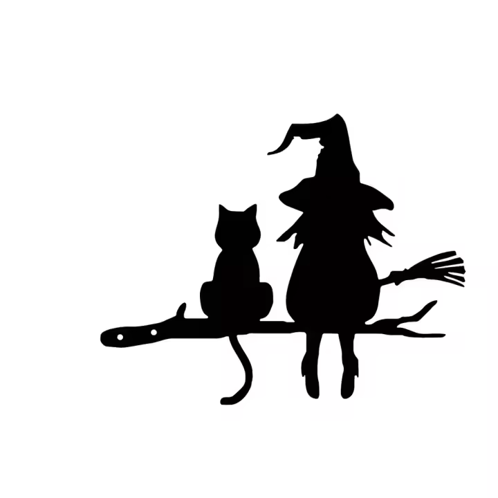 Destacado De Jardín De Madera Sutil Bruja Y Gato Silueta Metálica Para Jardín Decoración De Arbolado Artística Placa De Inserción En Tala - 1